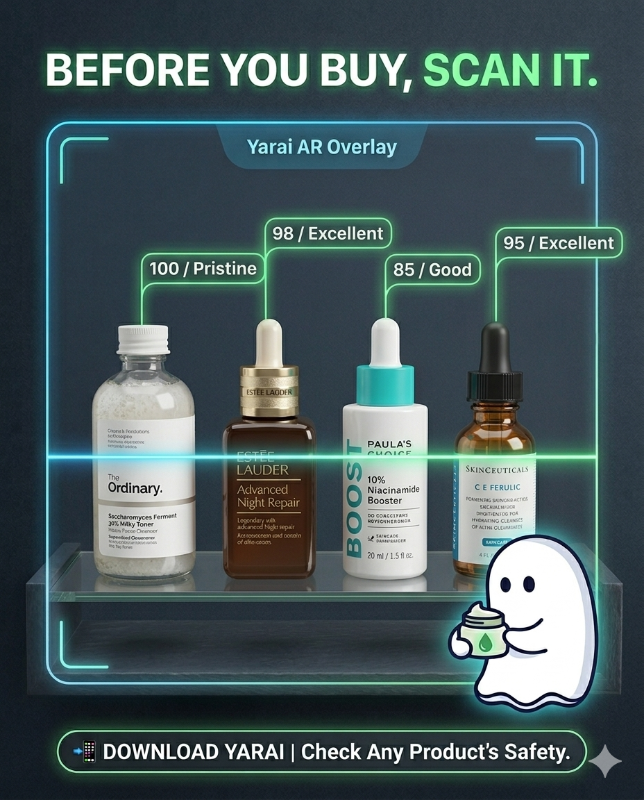 YARAI scanning skincare serums with safety scores